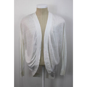Theory Women’s Size S White Linen Viscose Knit Open Front Cardigan Duster